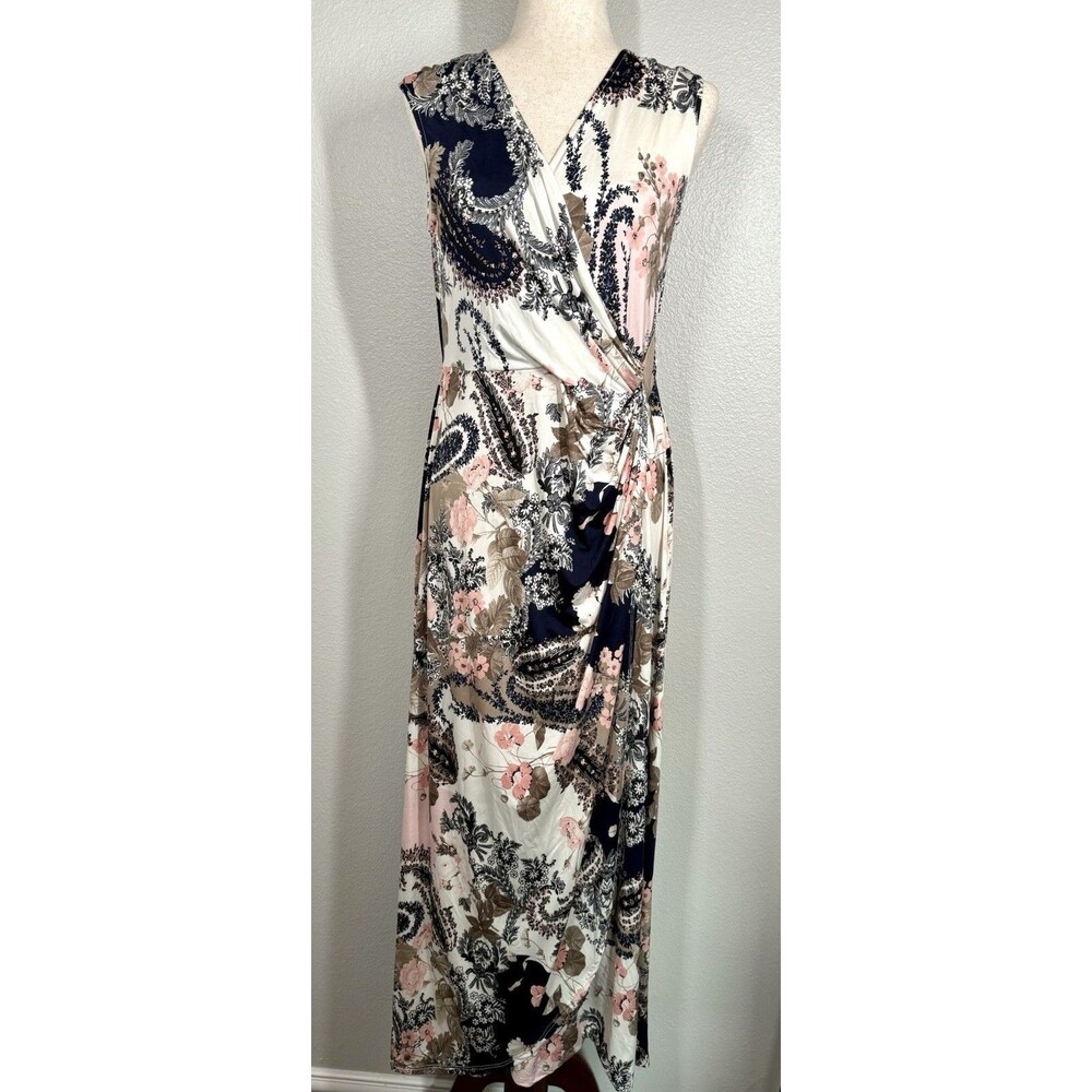 Le Lis Floral Wrap Maxi Dress Womens Size XL Summer Beach Vacation Wedding EUC